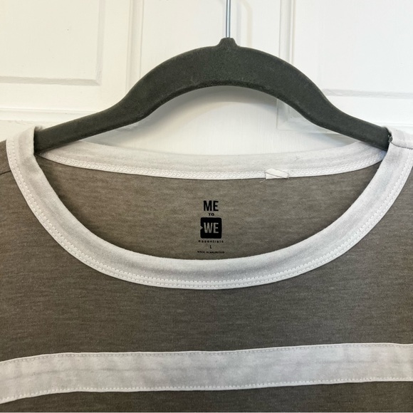 PACSUN ME TO WE tshirt short sleeve top, baseball tee, striped gray white - Picture 3 of 8